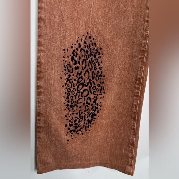 Krizia Jeans Flared Brown with Leopard Print Size 28 - Picture 5 of 14